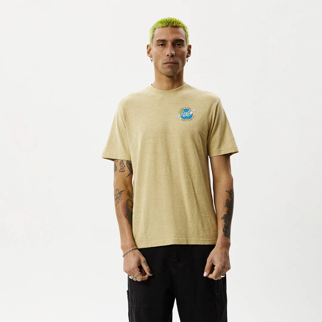 Afends Mens Orbital - Retro Graphic T-Shirt - Camel