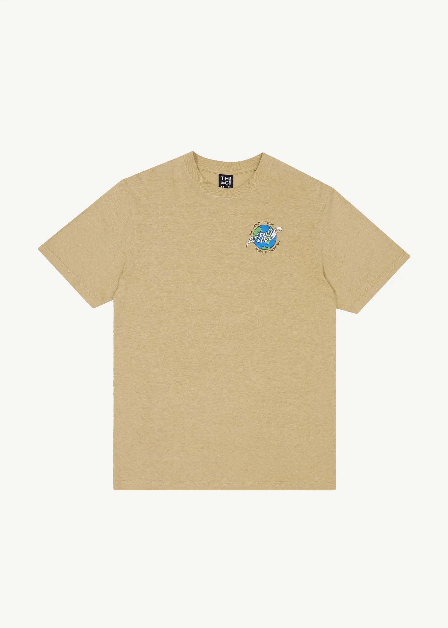 Afends Mens Orbital - Retro Graphic T-Shirt - Camel