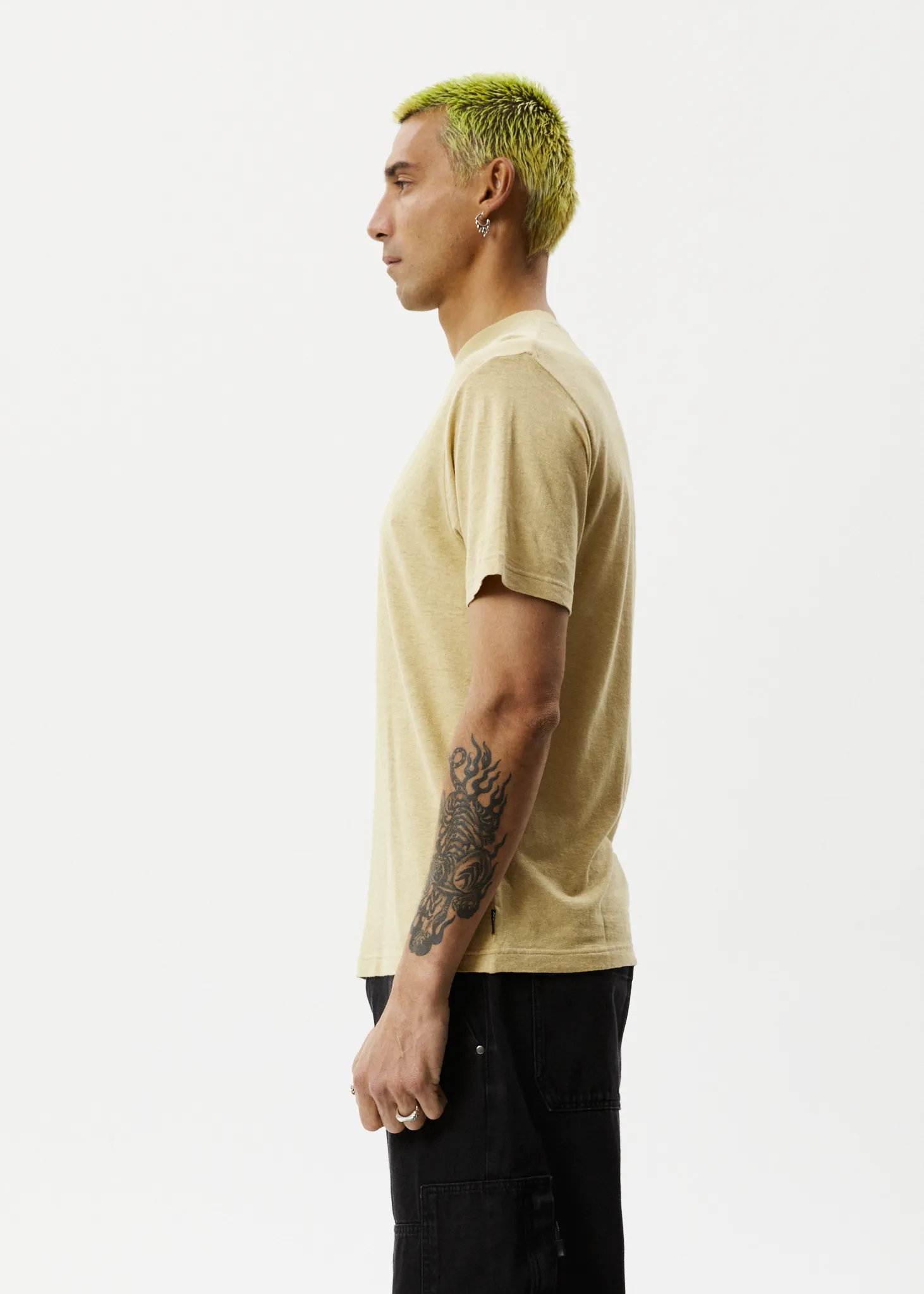 Afends Mens Orbital - Retro Graphic T-Shirt - Camel