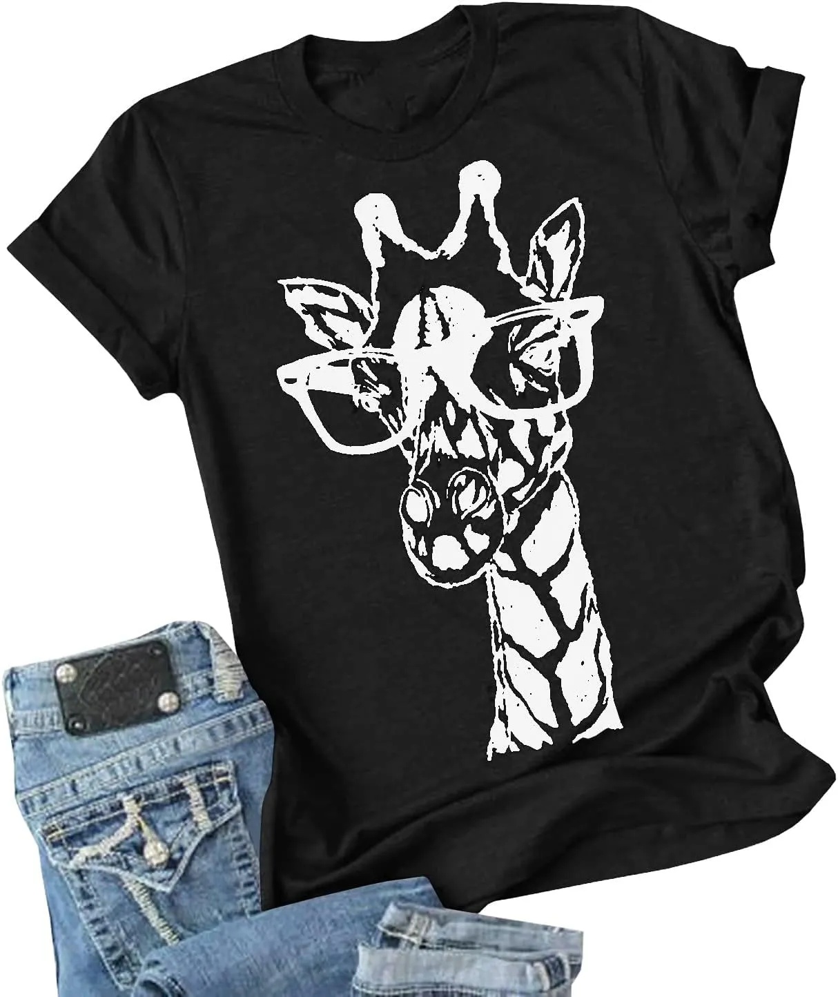 Auburet Womens Giraffe T Shirt Summer Funny Graphic Short Sleeve Crewneck Tees Casual Shirt Tops