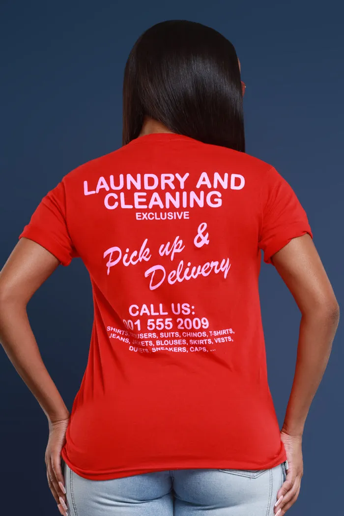 Clean Up Crew Graphic T-Shirt - Red