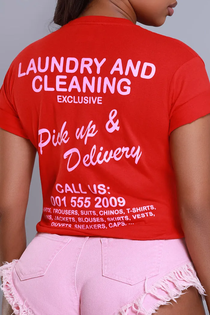 Clean Up Crew Graphic T-Shirt - Red