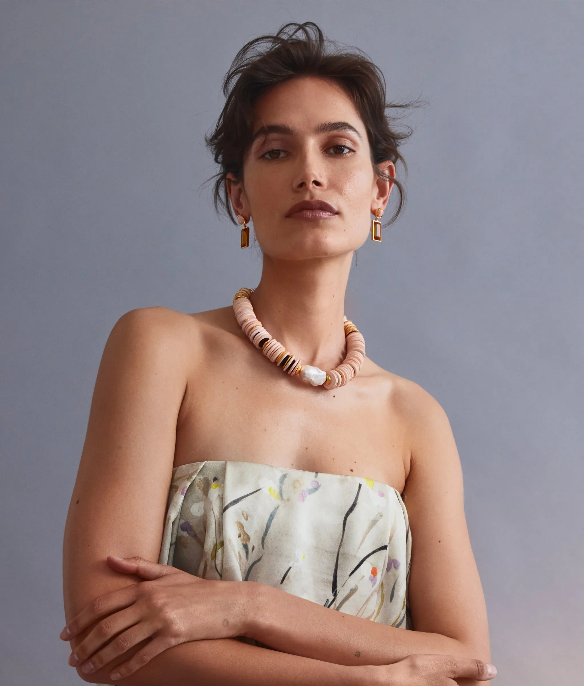 Crystal Column Earrings in Sunset