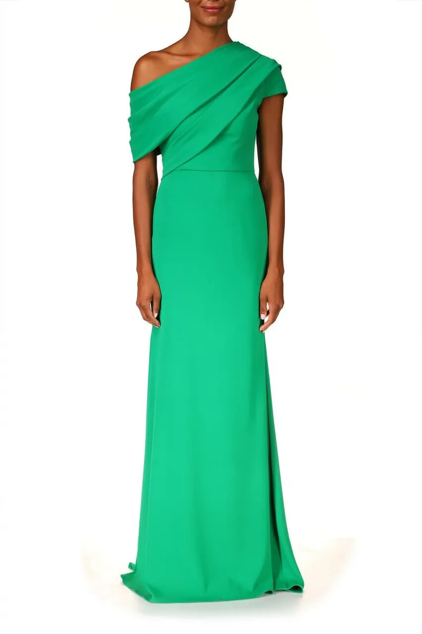 Draped One-Shoulder Gown - Palm Green