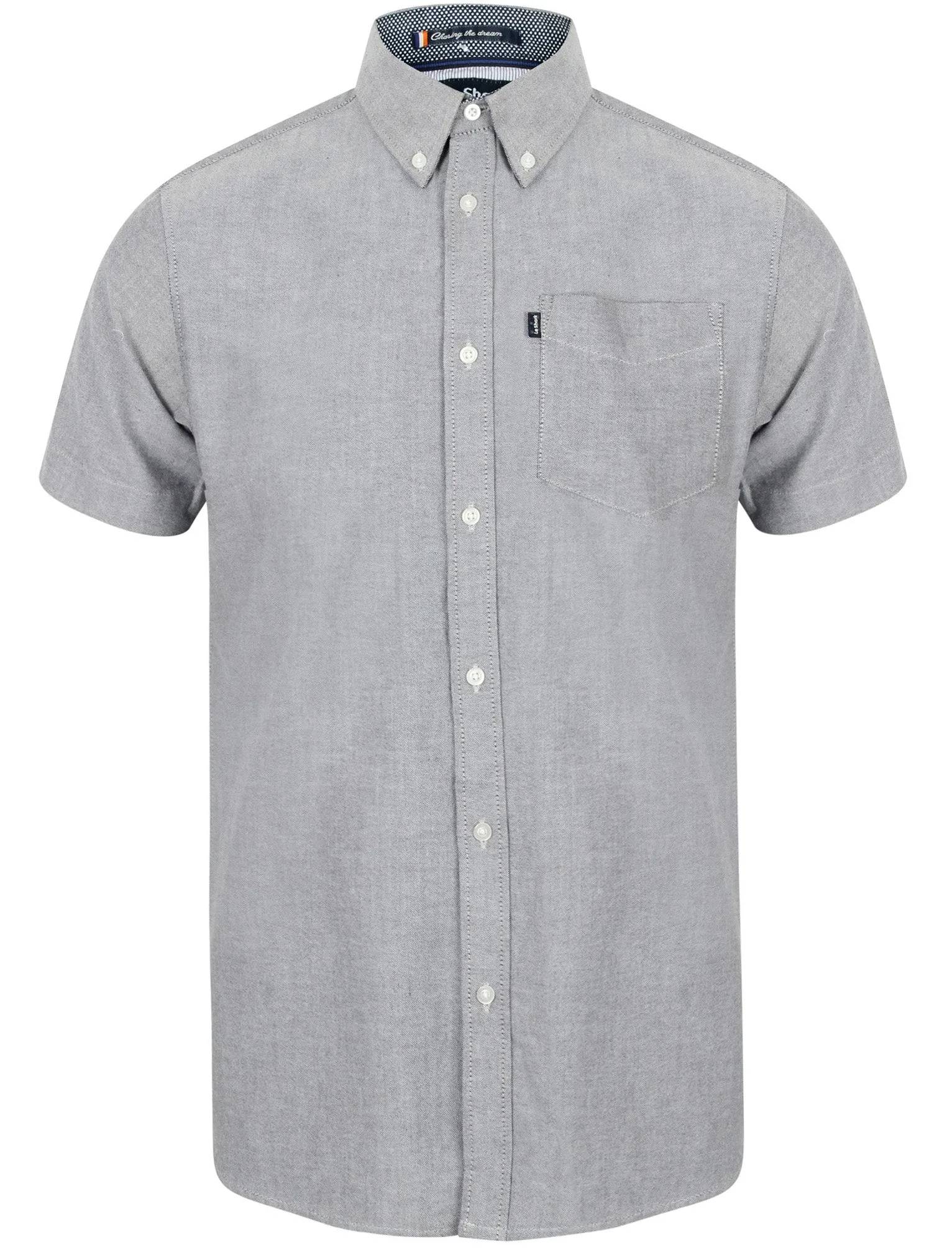 Fresno Short Sleeve Cotton Shirt In Oxford Navy - Le Shark