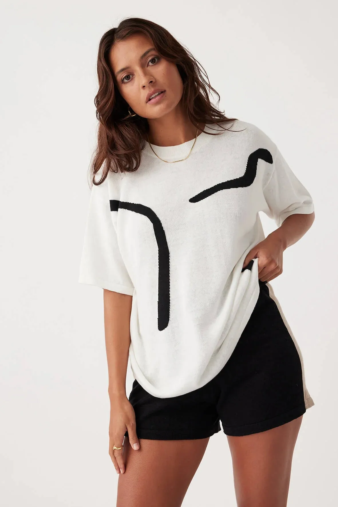 Hazel T-Shirt - Cream & Black