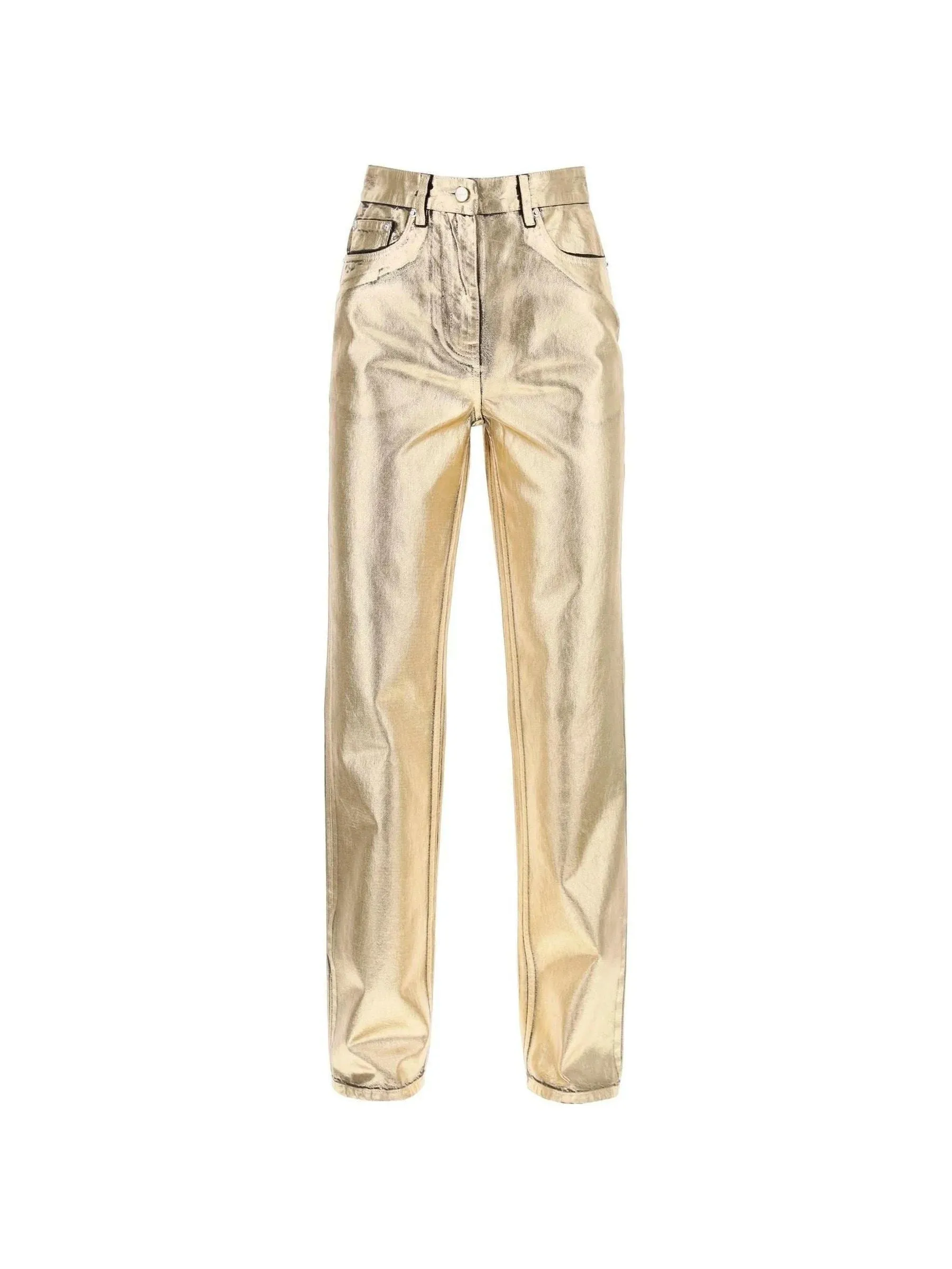 Laminated Denim Trousers