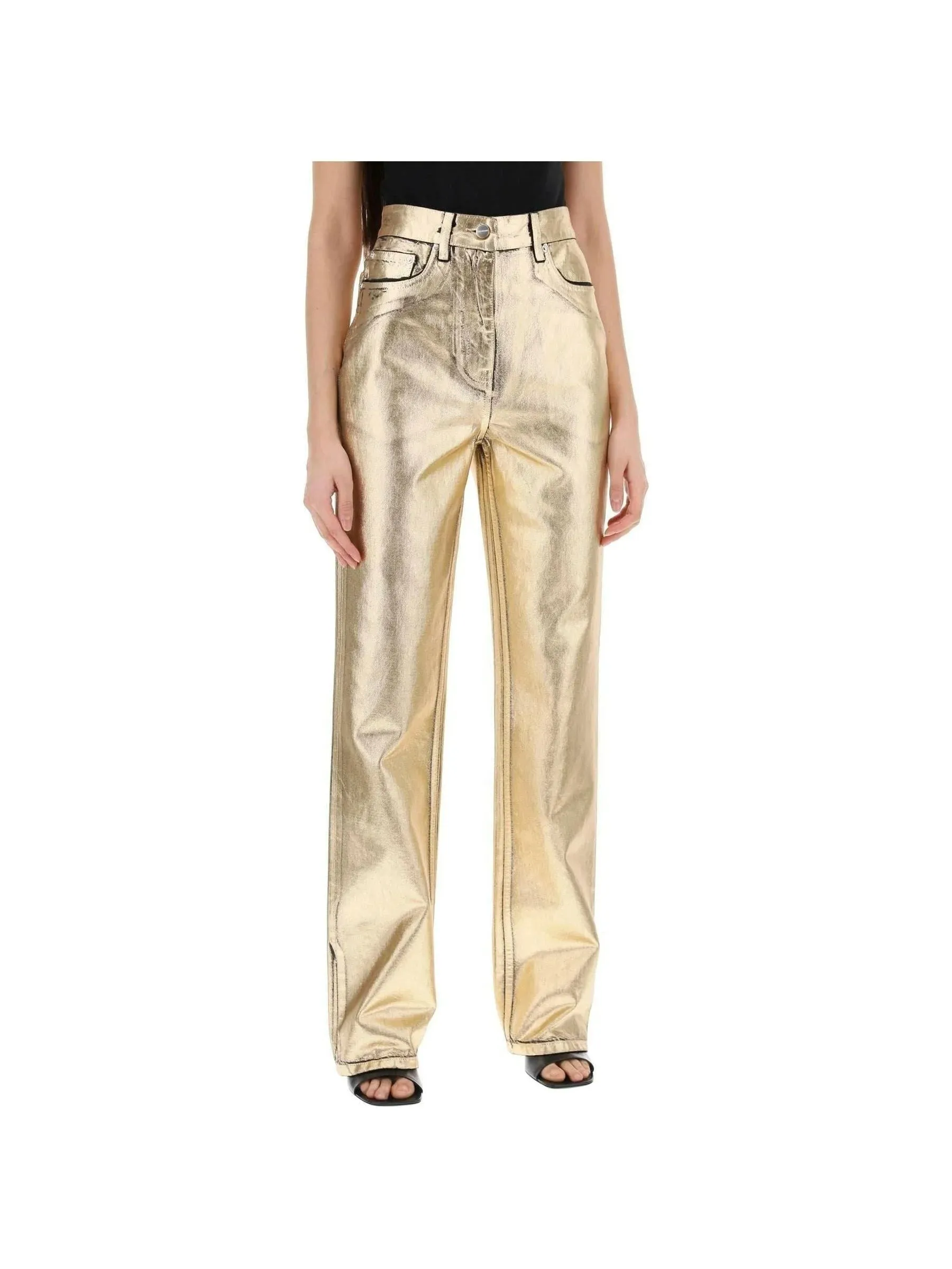 Laminated Denim Trousers