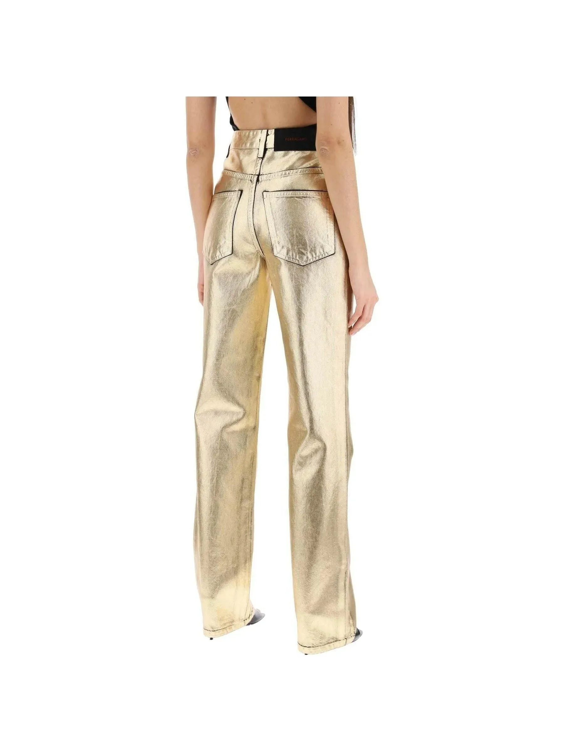 Laminated Denim Trousers