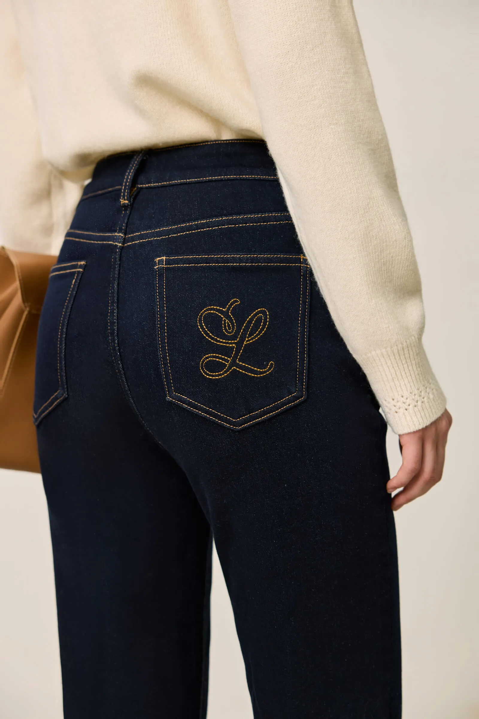 LILY Retro High-Waist Cotton Straight Cropped Jeans