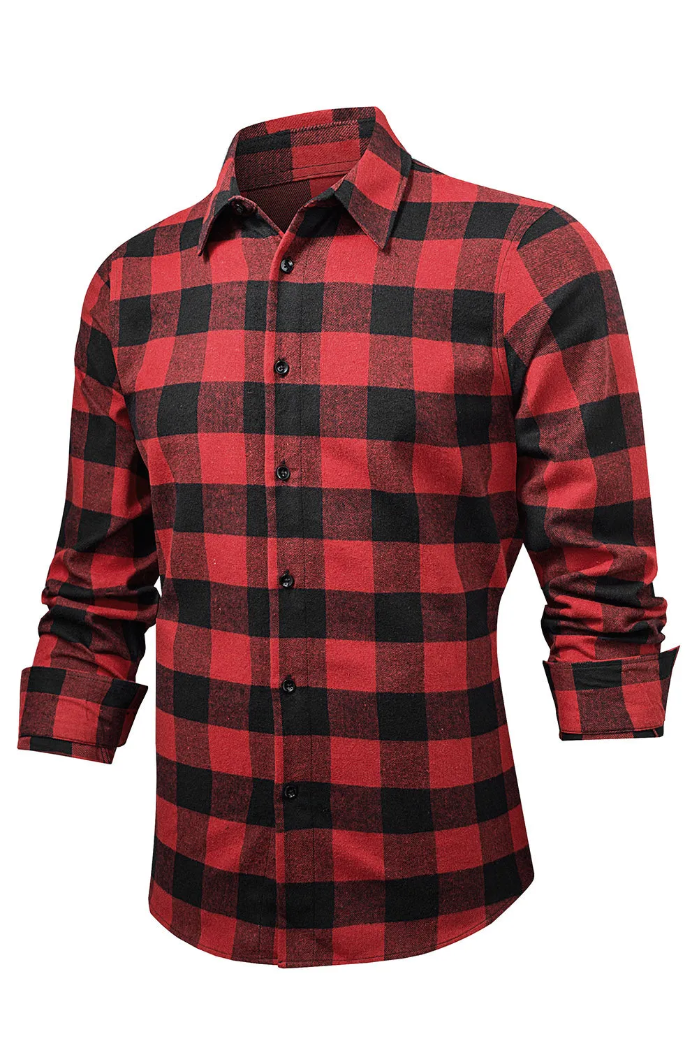 Men Button Front Long Sleeve Gingham Shirt