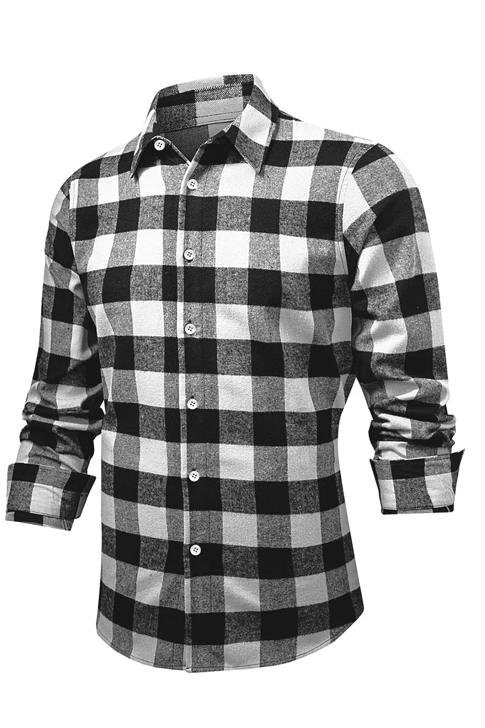 Men Button Front Long Sleeve Gingham Shirt