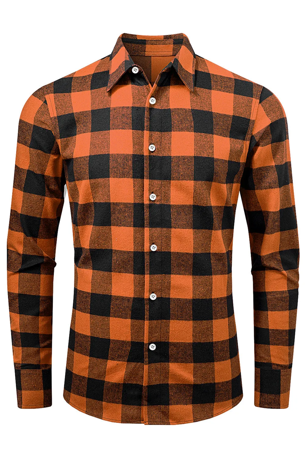 Men Button Front Long Sleeve Gingham Shirt