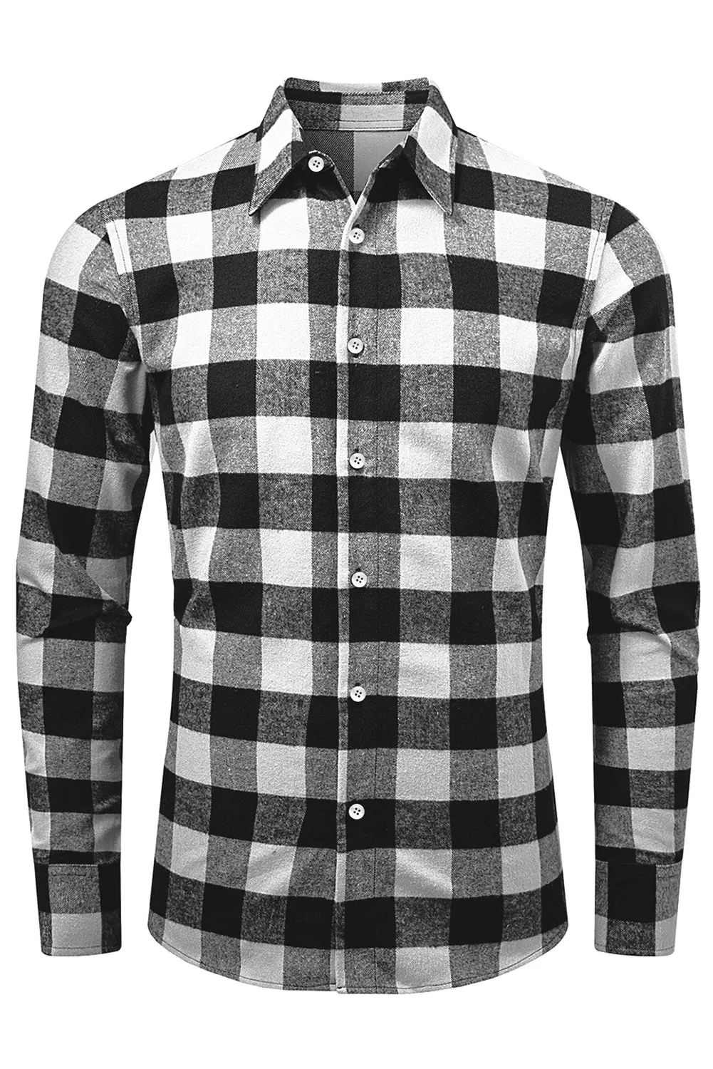 Men Button Front Long Sleeve Gingham Shirt