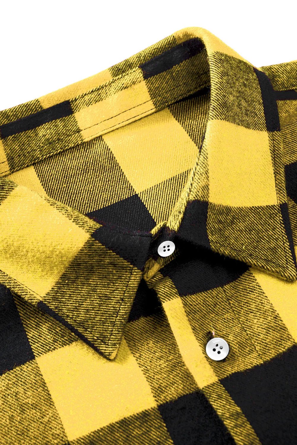 Men Button Front Long Sleeve Gingham Shirt