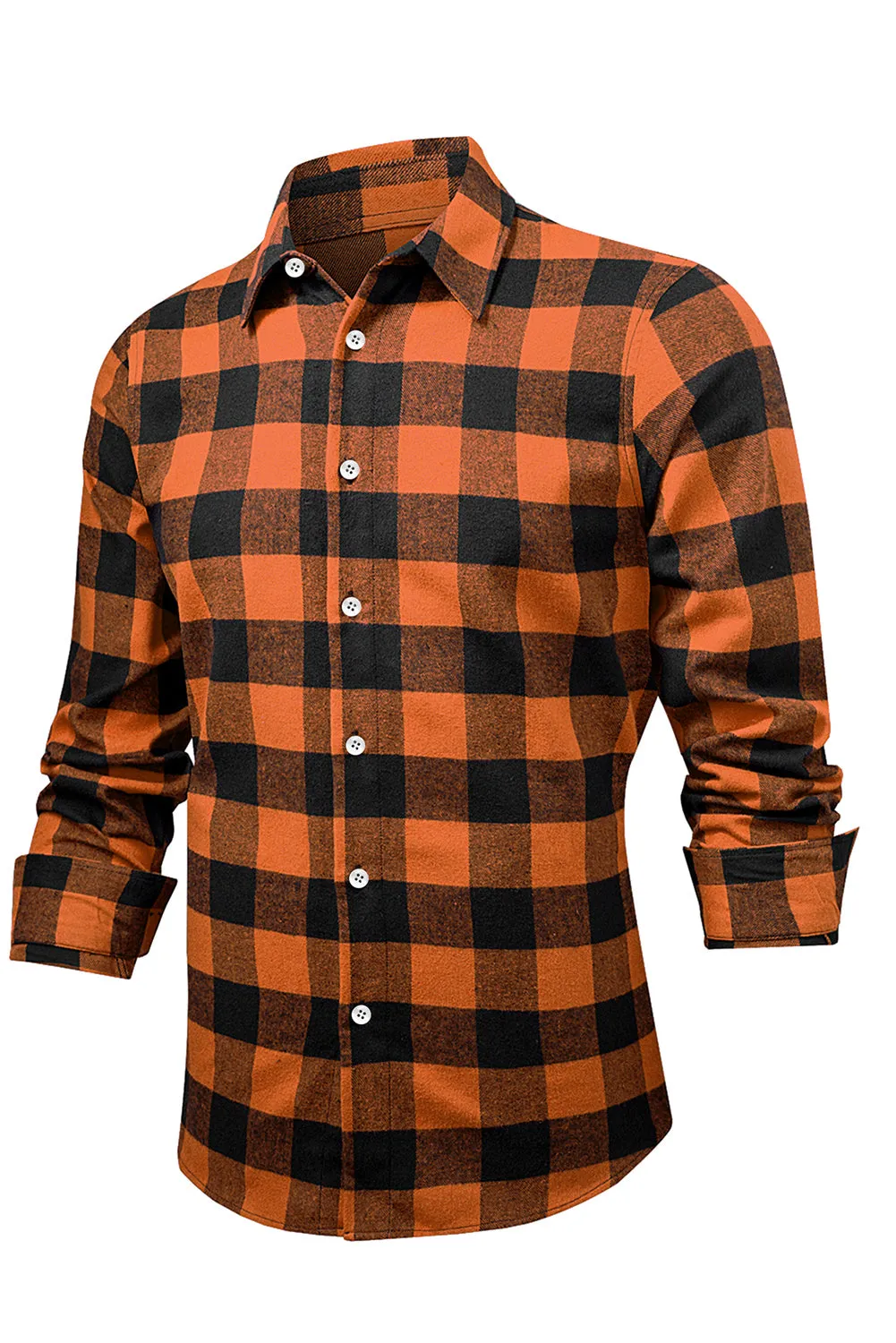 Men Button Front Long Sleeve Gingham Shirt