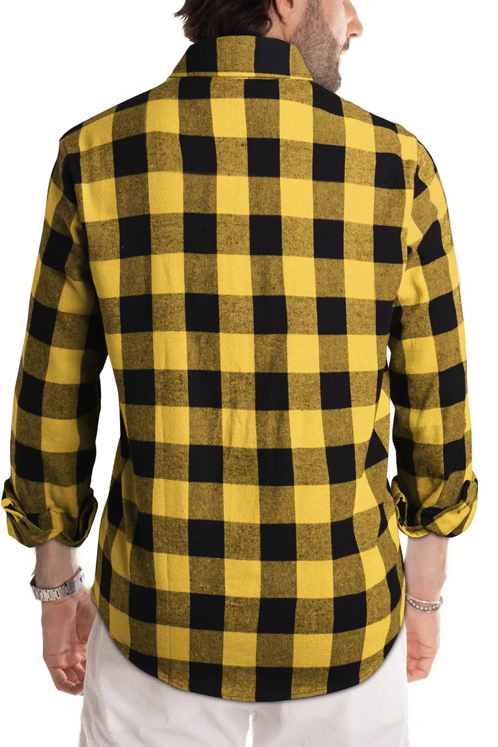 Men Button Front Long Sleeve Gingham Shirt