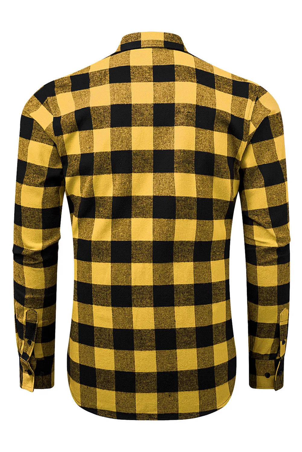 Men Button Front Long Sleeve Gingham Shirt