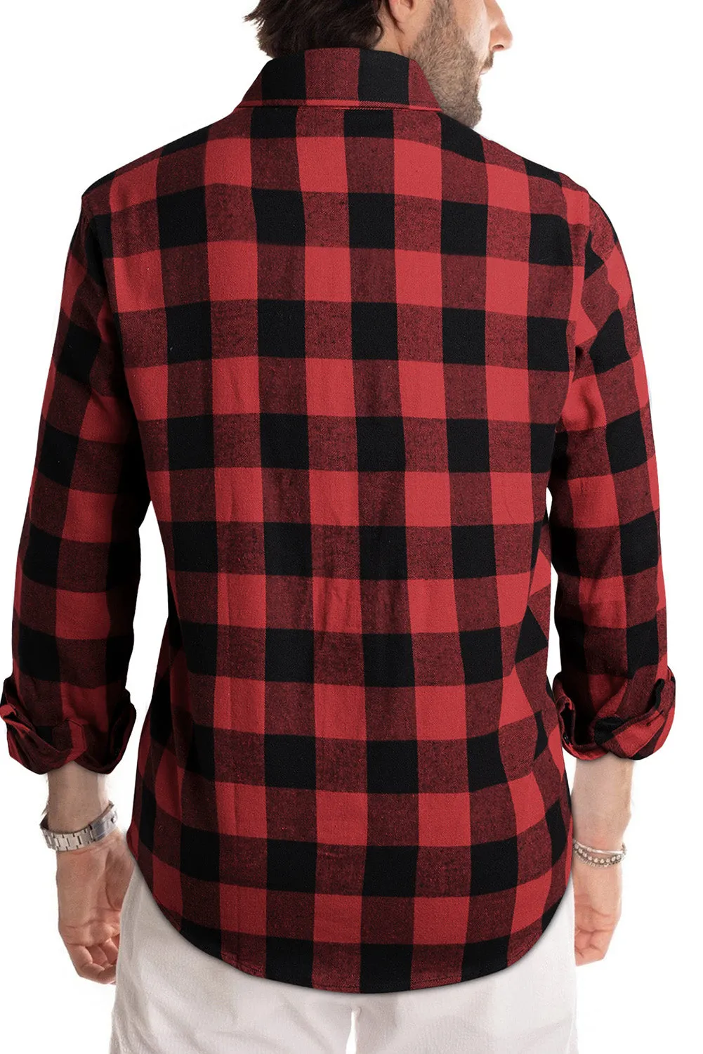 Men Button Front Long Sleeve Gingham Shirt