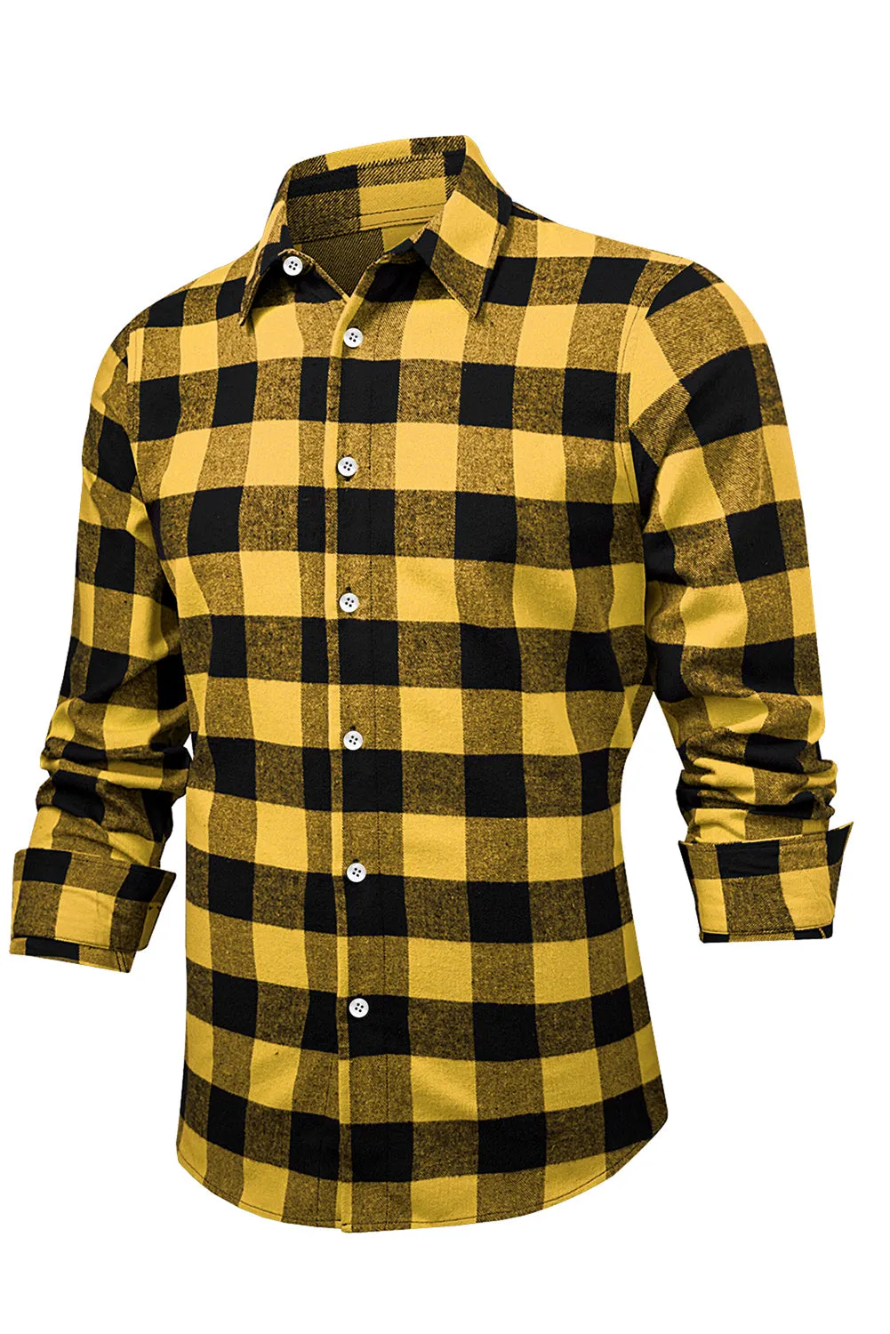Men Button Front Long Sleeve Gingham Shirt
