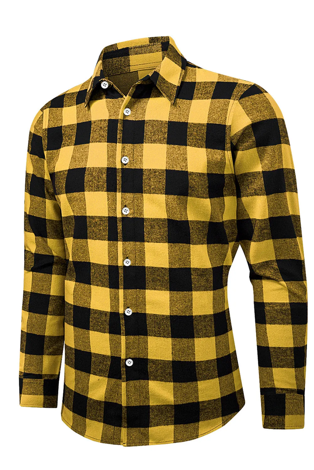 Men Button Front Long Sleeve Gingham Shirt