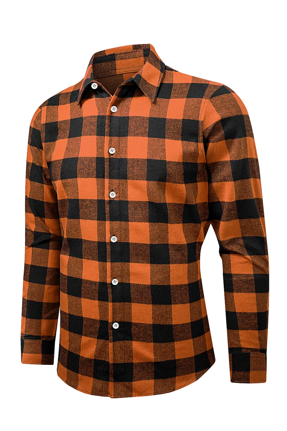 Men Button Front Long Sleeve Gingham Shirt