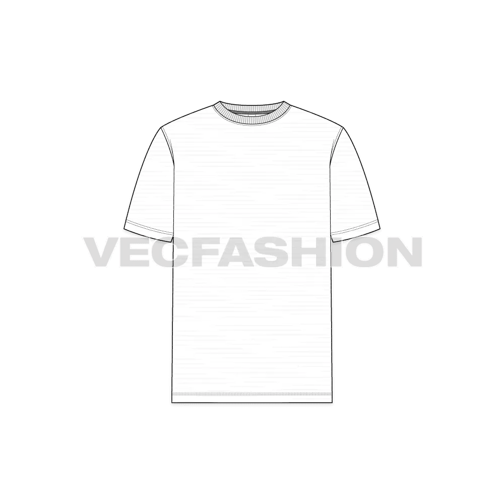 Mens White Round Neck T-shirt Short Sleeved