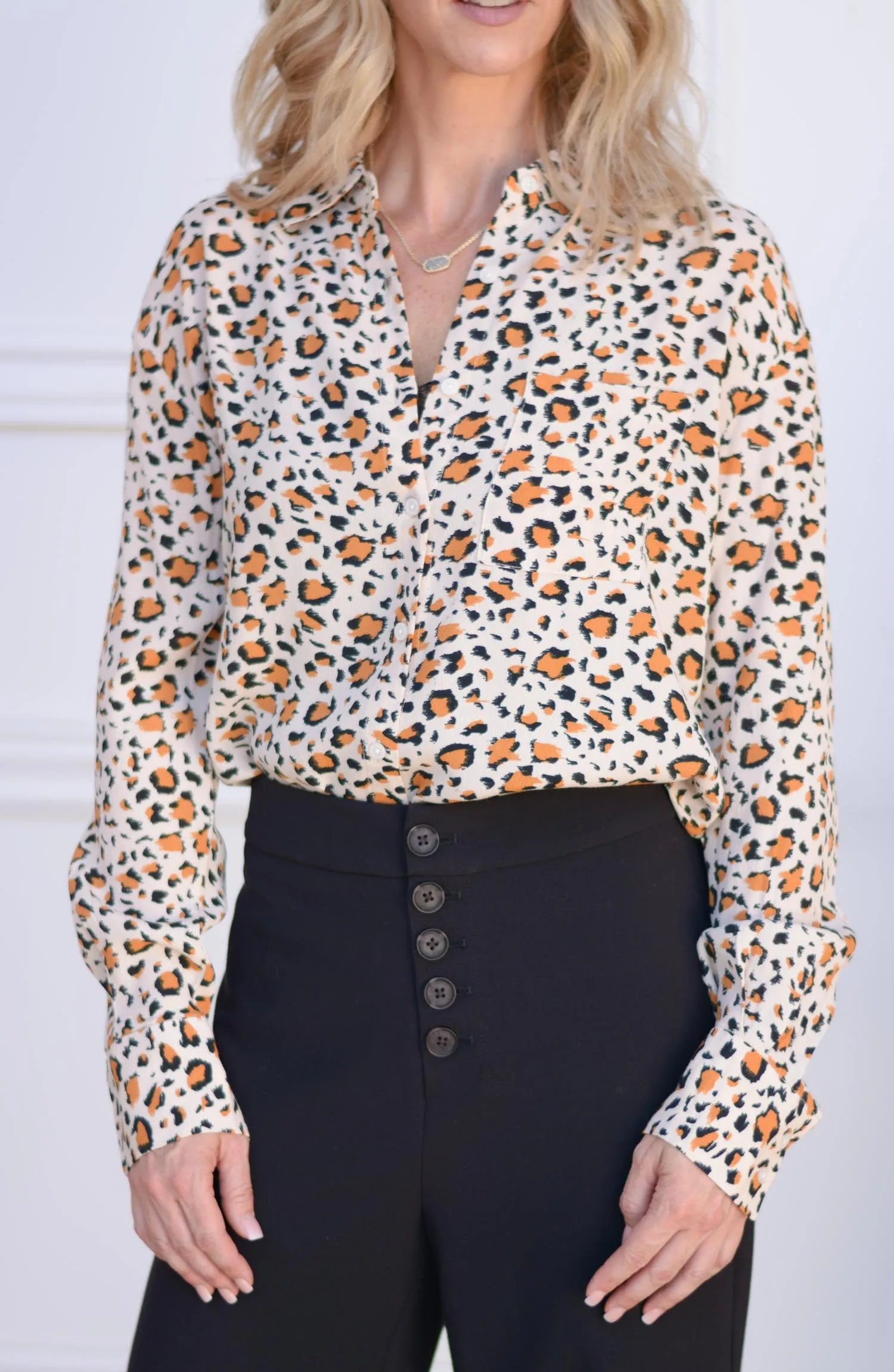 Olivine Leopard Blouse FINAL SALE