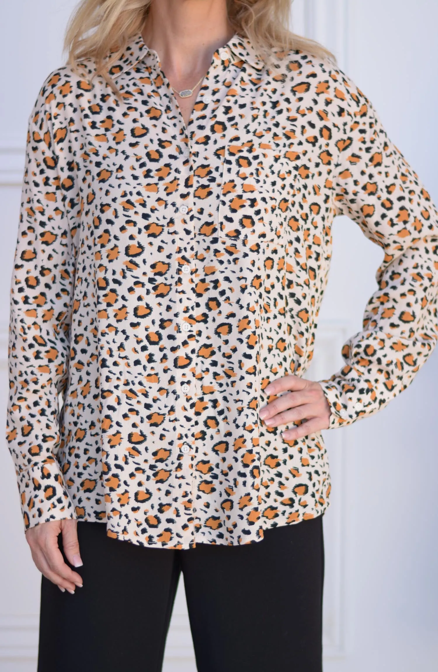 Olivine Leopard Blouse FINAL SALE