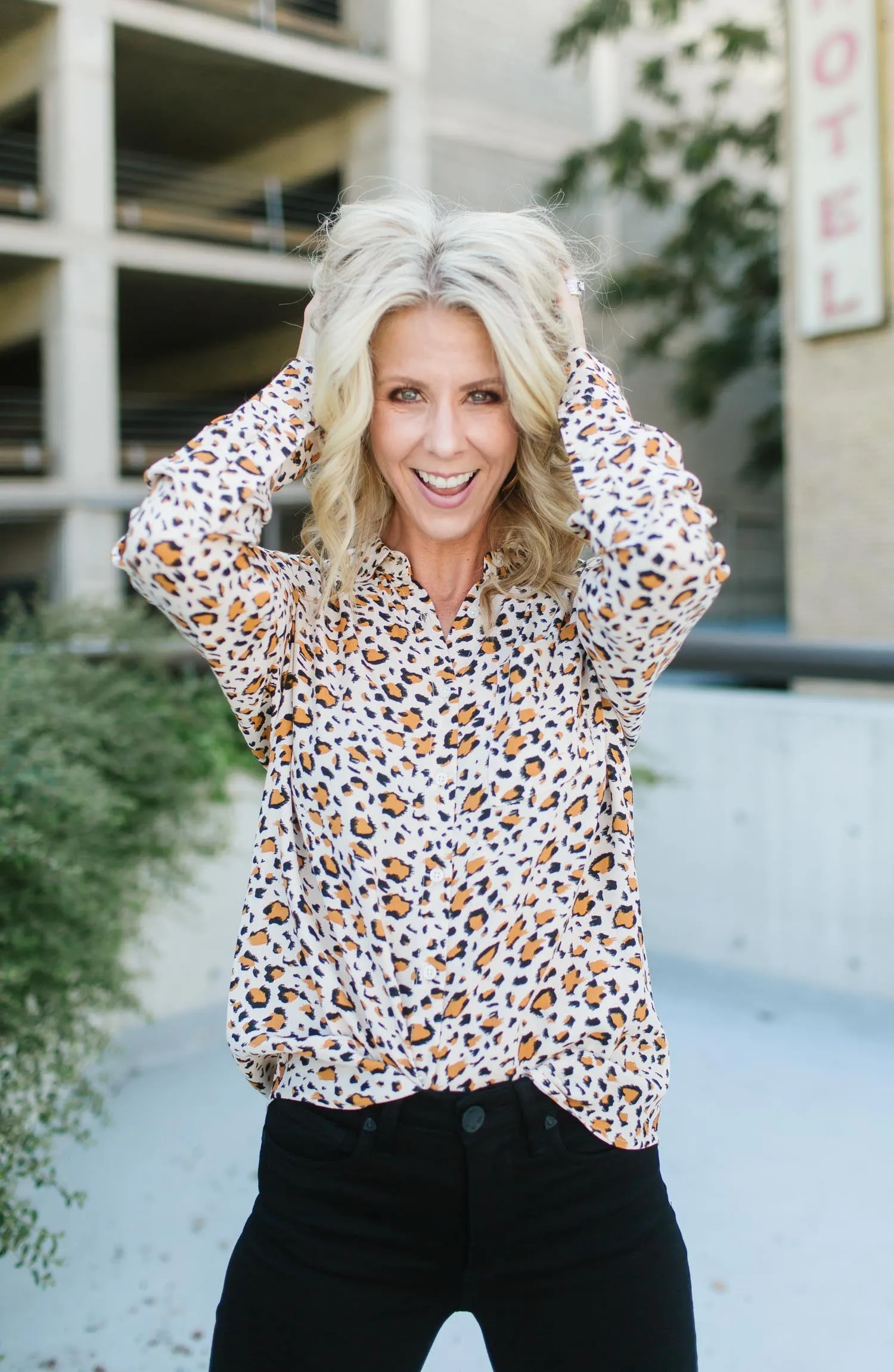 Olivine Leopard Blouse FINAL SALE