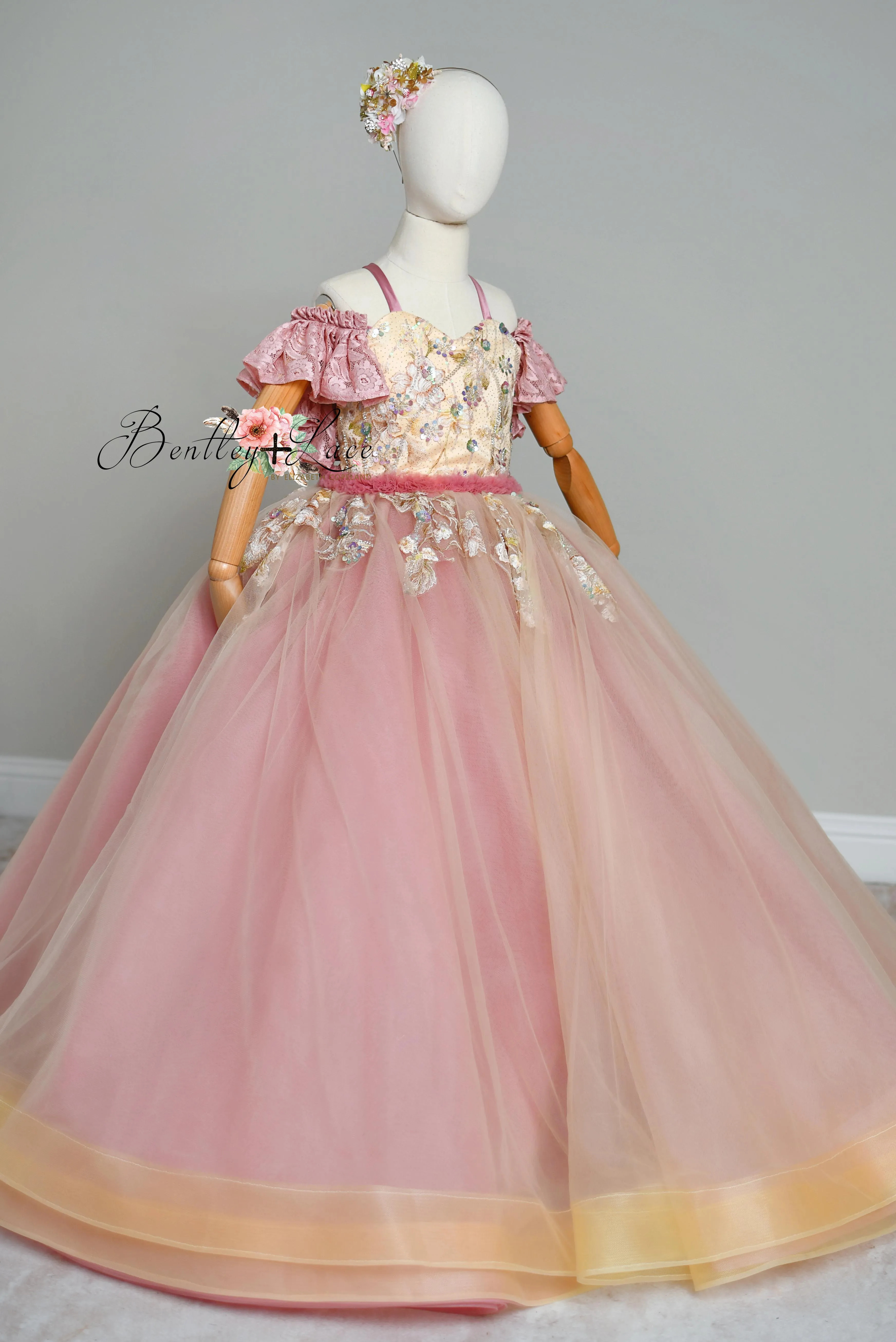 "Sunshine Serenade" Couture Floor length gown (6 Year - Petite 8 Year)