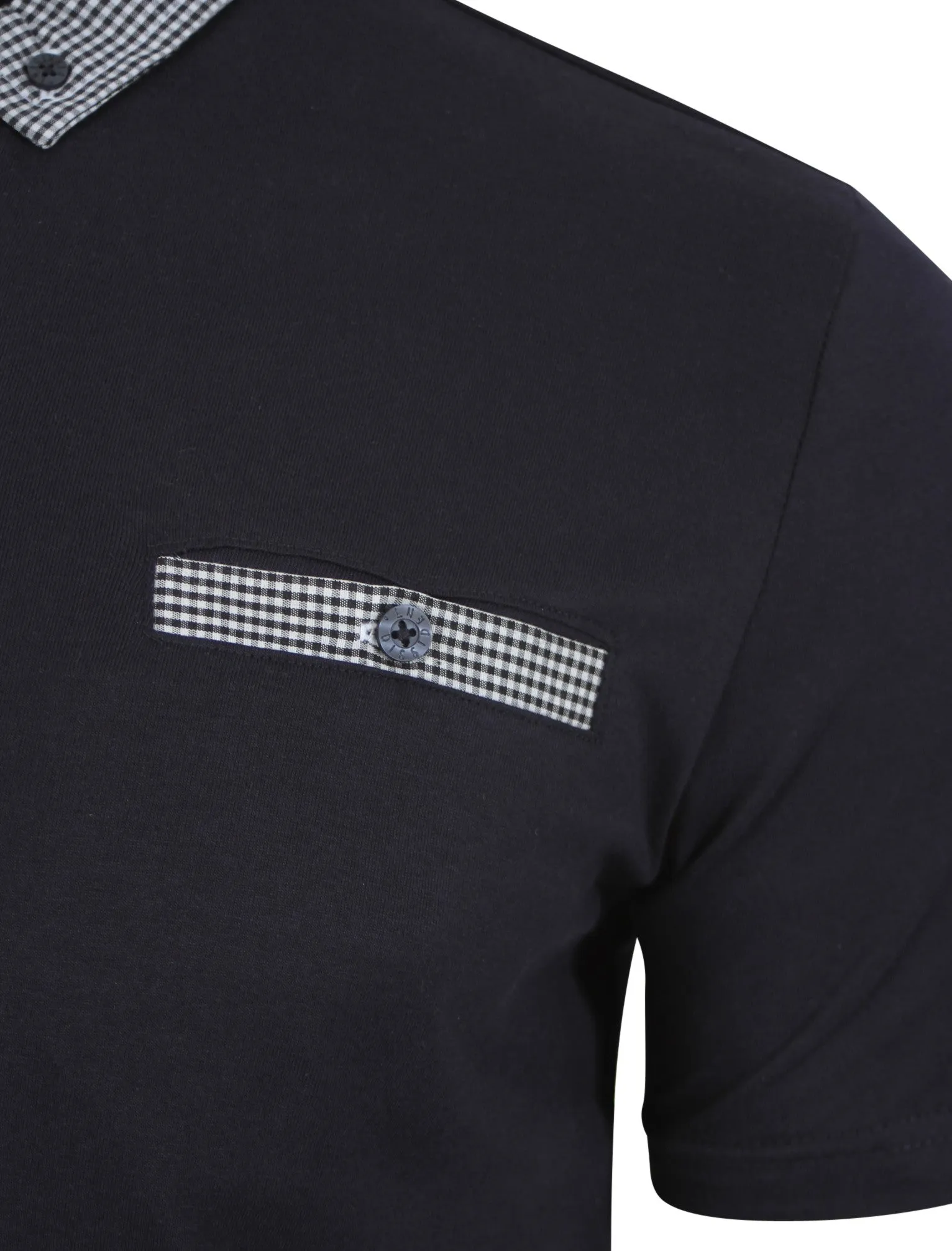 Sewell Gingham Polo Shirt in Navy - Dissident