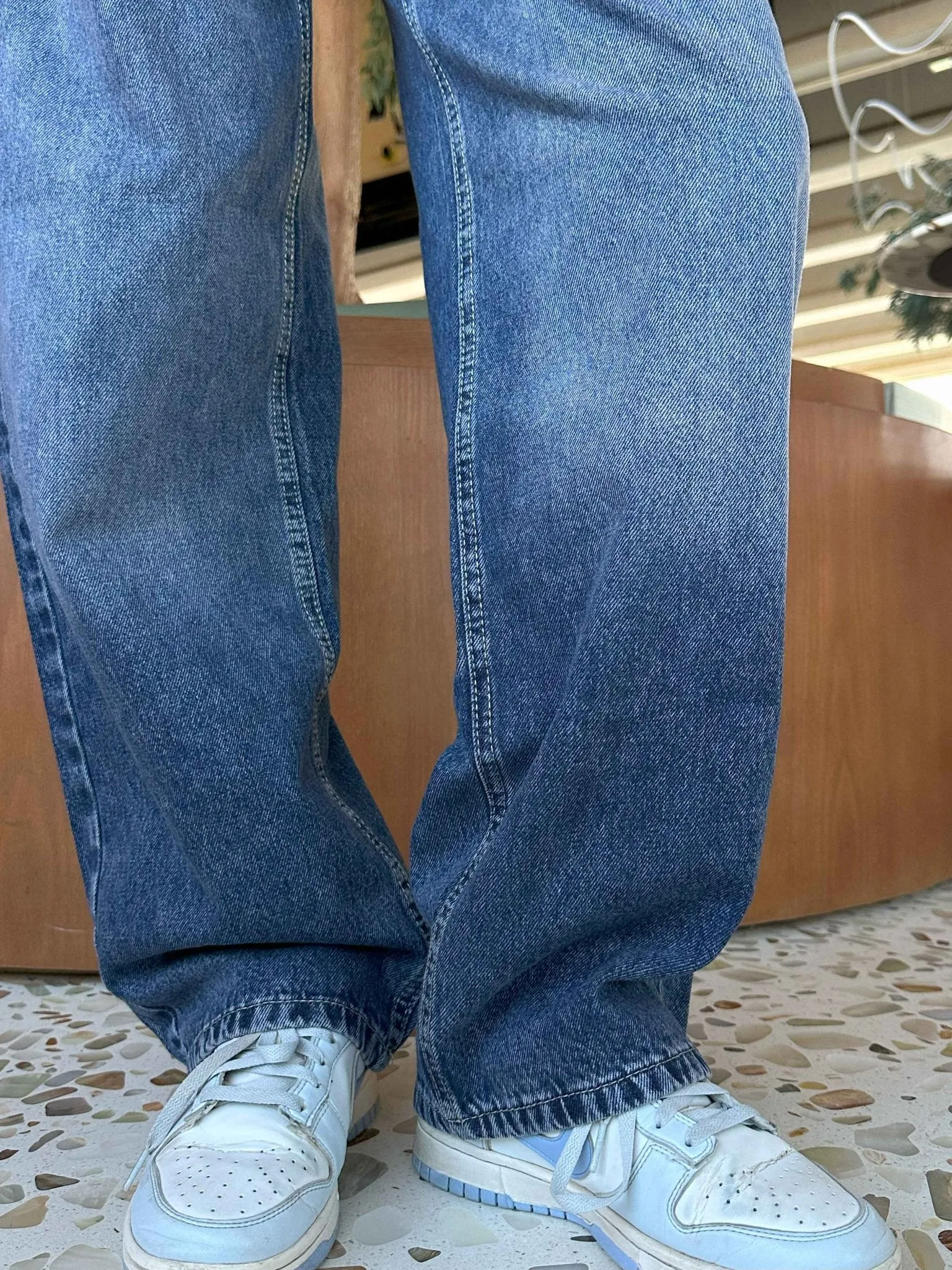 Skater - Mid Navy Blue Washed Skater Jeans.