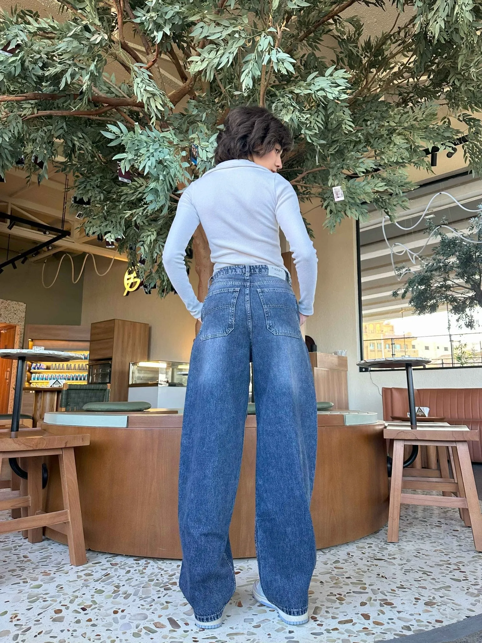 Skater - Mid Navy Blue Washed Skater Jeans.