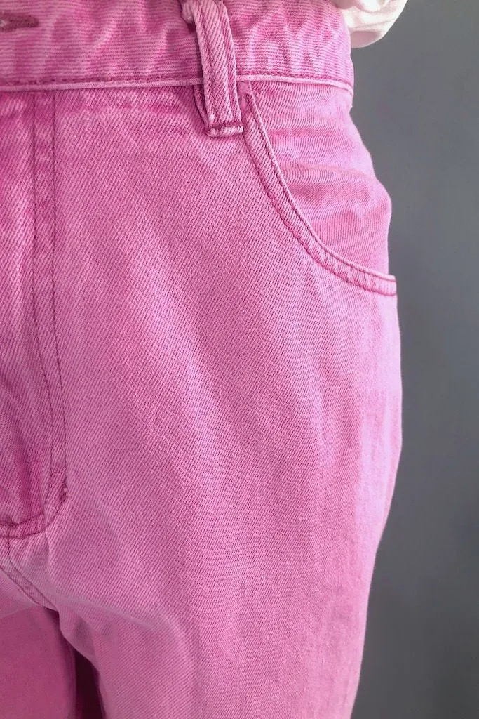 Vintage Pink Cropped Mom Jeans