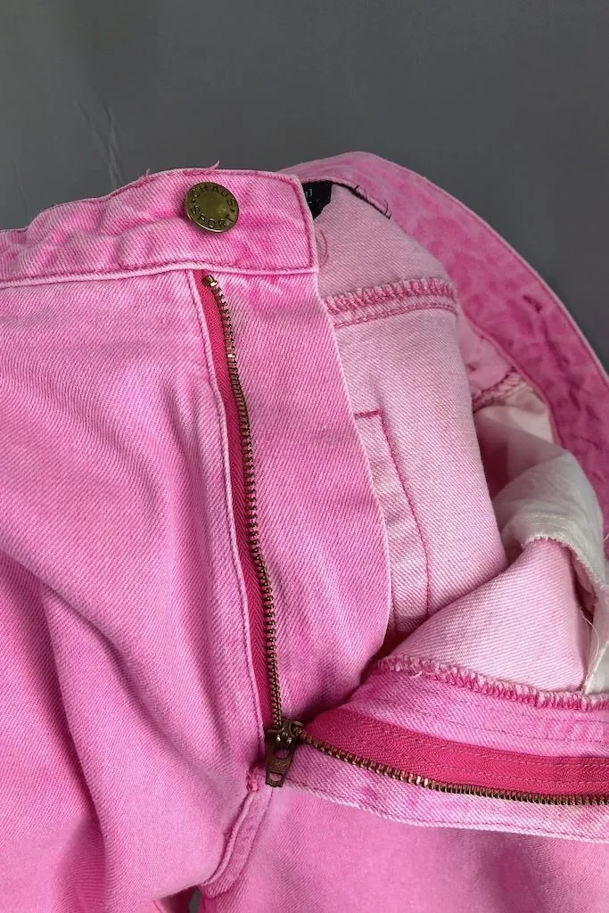 Vintage Pink Cropped Mom Jeans