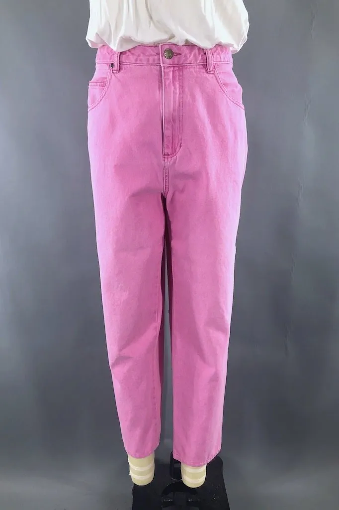 Vintage Pink Cropped Mom Jeans