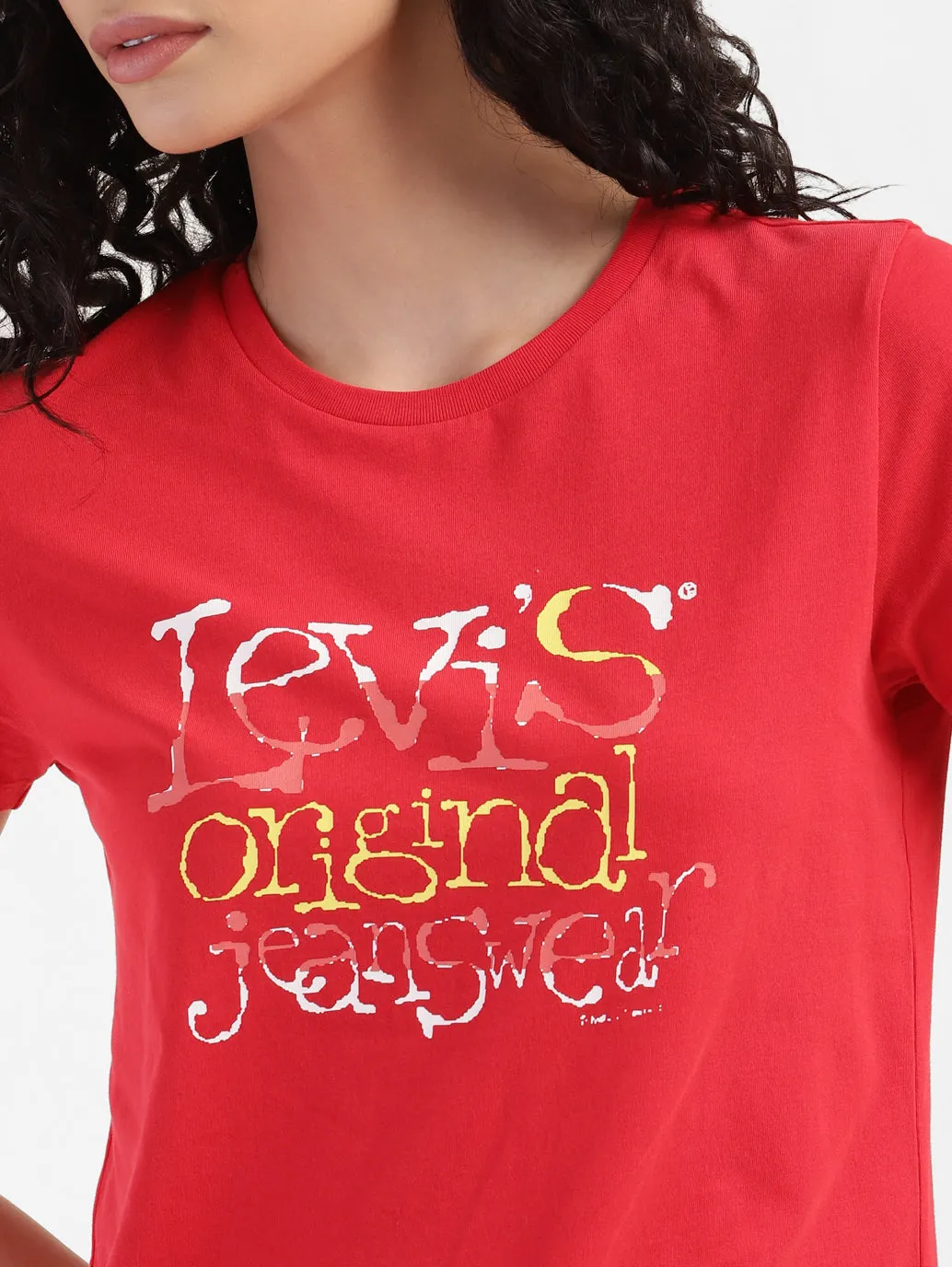 Women's Brand Logo Round Neck T-shirt