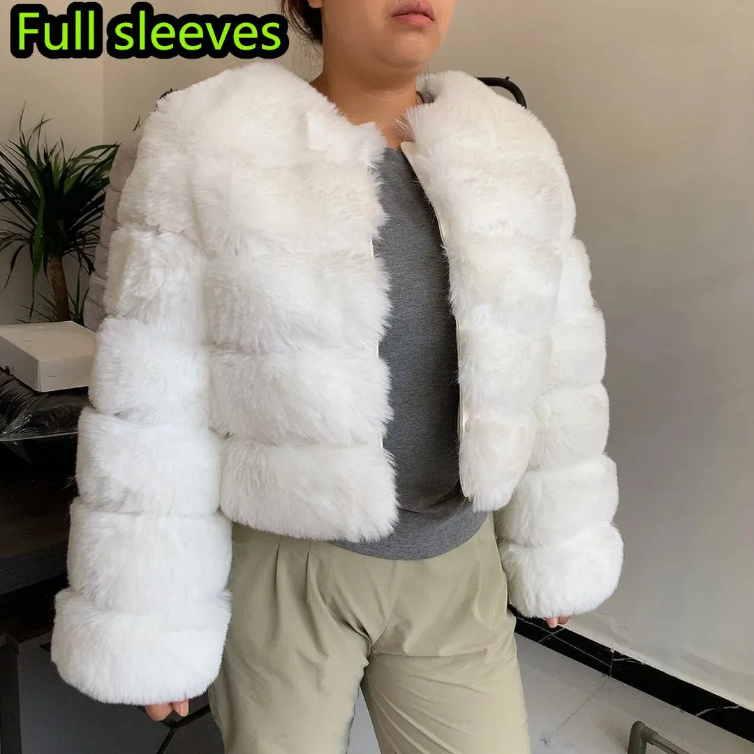 Women's Fashion faux fur coat super hot Autumn Winter women short Faux fox fur fluffy jacket high quality 7xl Ladies furry coats